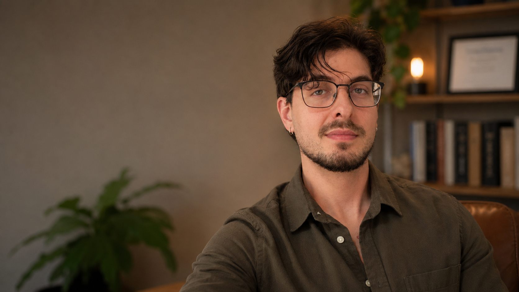 Dayvisson Lage sentado em ambiente de atendimento